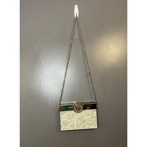 Zara Clutch Bag Womens Silver White Acrylic Shell Purse Chain Shoulder Evening